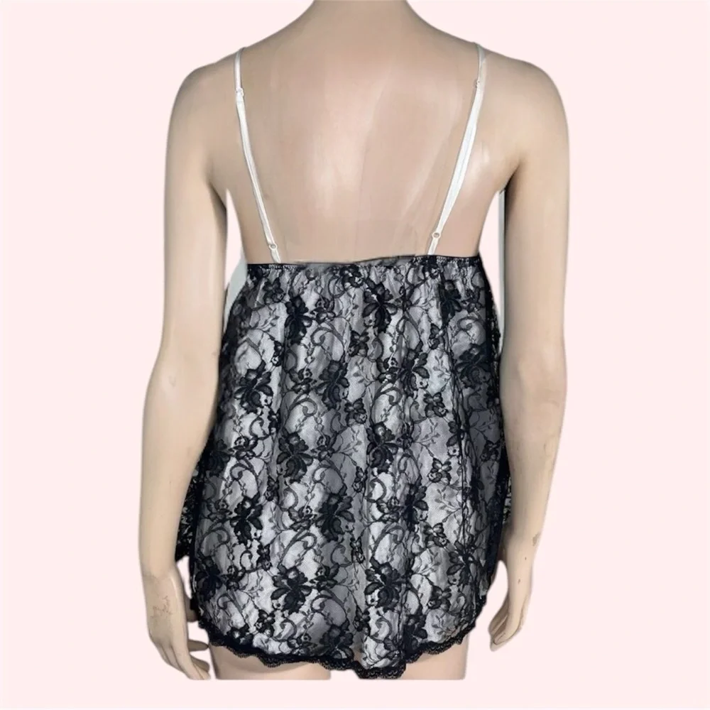 Victorias Secret Babydoll Black Lace & Satin Cami Nightie & Panty Lingerie Set - Picture 4 of 16